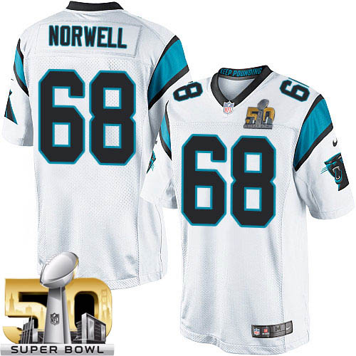 Men's Limited Andrew Norwell Super Bowl L Nike Jersey White Road - #68 NFL Carolina Panthers
